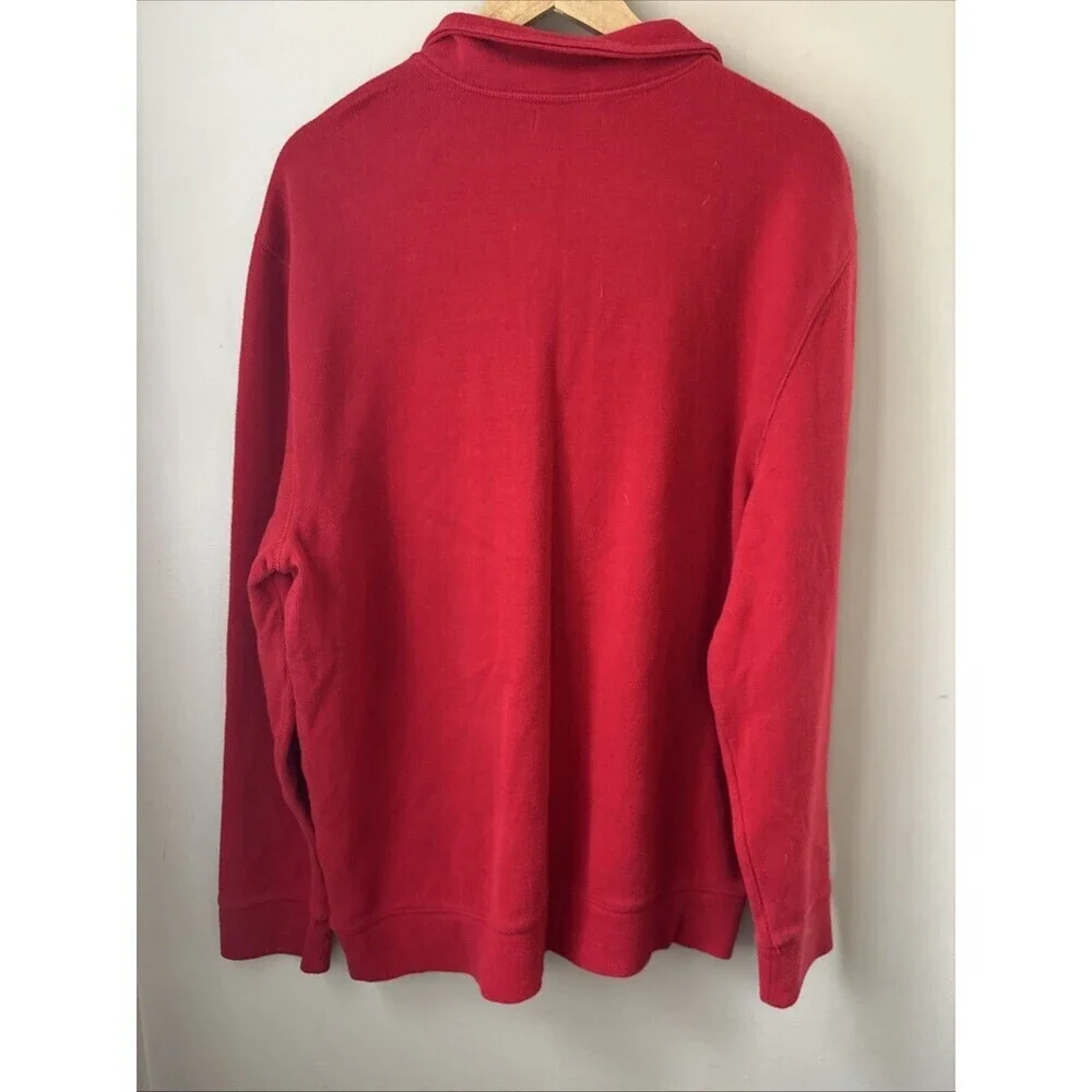 Nautica Men’s XXL Red Quarter Zip Knit Sweater Pullover Classic Cotton